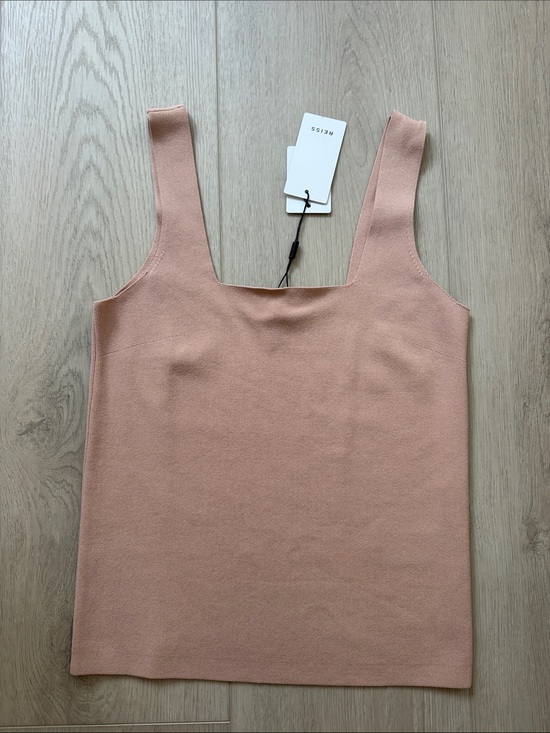 Reiss Tops - Reiss Blush Square-Neck Knit Tank Top